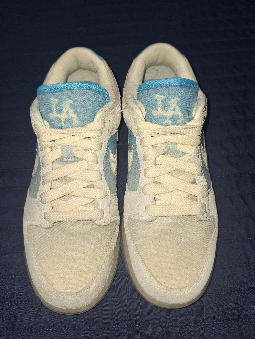 Nike Dunk White and Light Blue Low-Top Sneakers